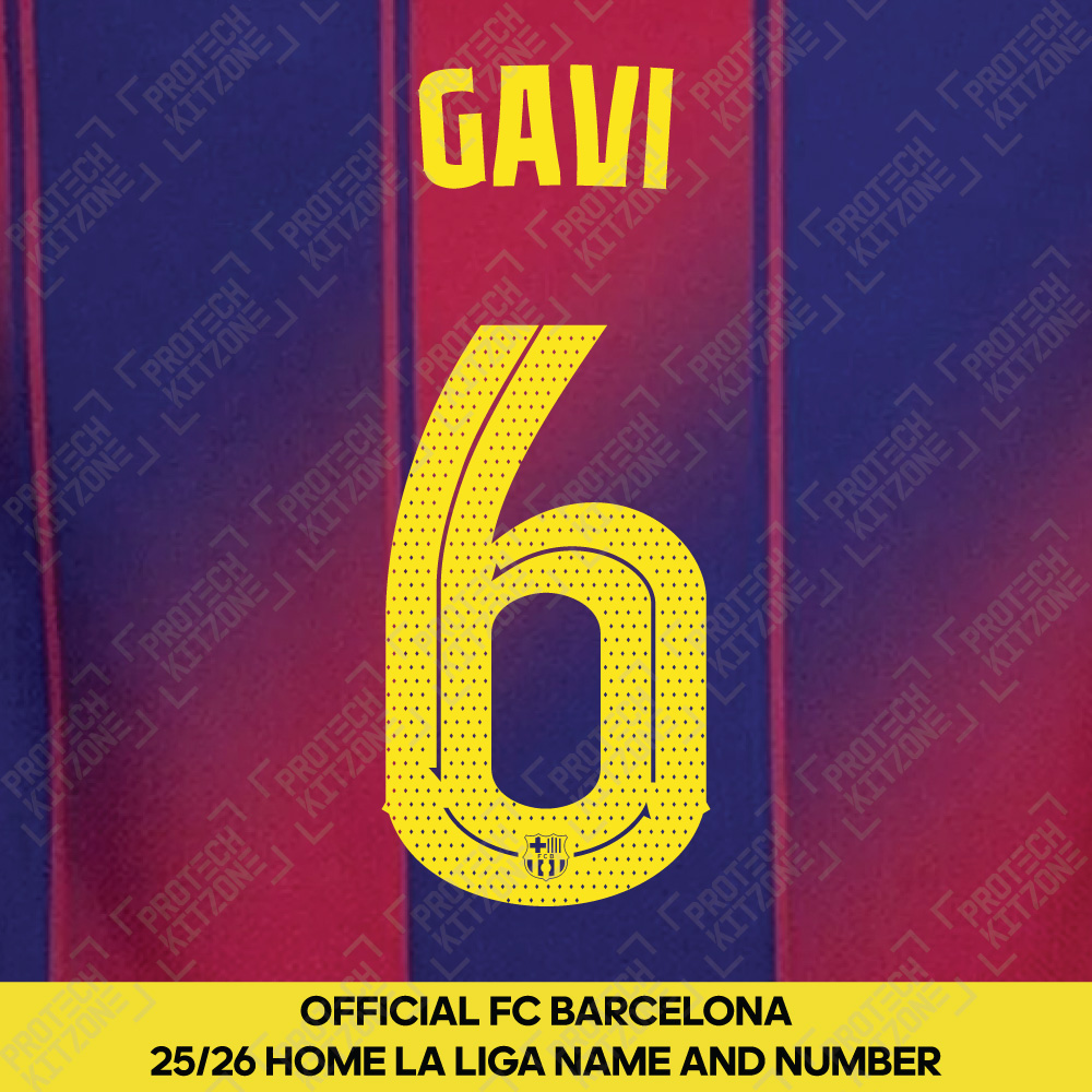 Gavi 6 (Official FC Barcelona 2025/26 Home Name & Numbering
